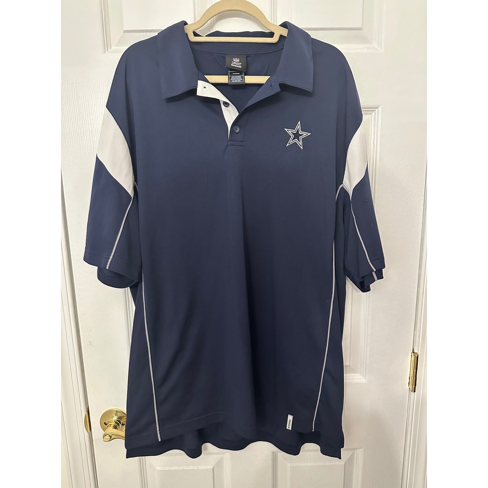 NFL Reebok Dallas Cowboys Polo Shirt Mens 2XL Navy Blue Embroidered Star Logo